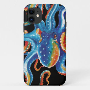 Colorful Octopus Tentacles On Black iPhone 11 Case