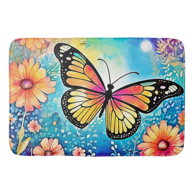 Colorful Octopus View Design Bath Mat (Front)