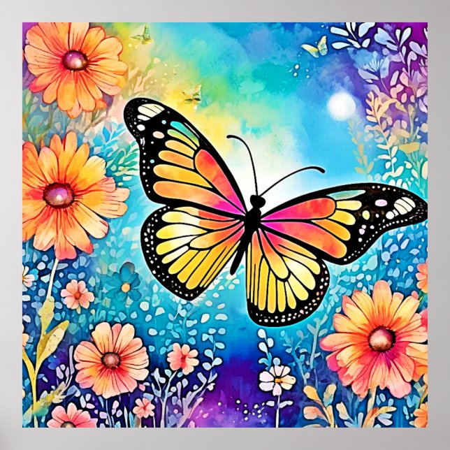 Colorful Octopus View Design Poster (Front)