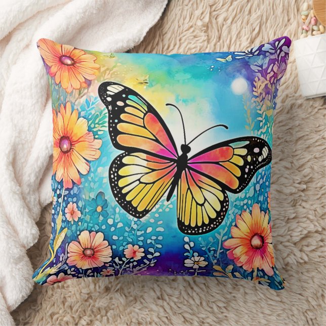 Colorful Octopus View Design Throw Pillow (Blanket)