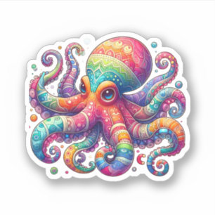 Colorful Octopus Vinyl Sticker