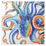 Colorful Octopus Watercolor Art Ceramic Tile at Zazzle