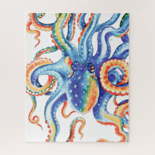Colorful Octopus Watercolor Art Jigsaw Puzzle