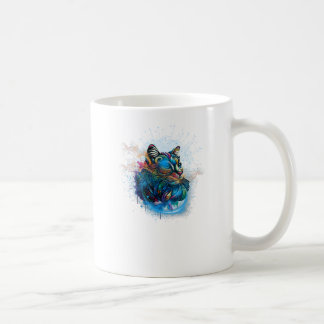colorful of cat and abstract background coffee mug