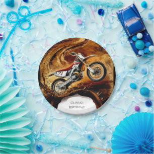 Colorful Off Road Kids' Motorcycle Birthday Paper Plates