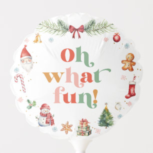 Colorful Oh What Fun 1st Christmas Cute Birthday Balloon