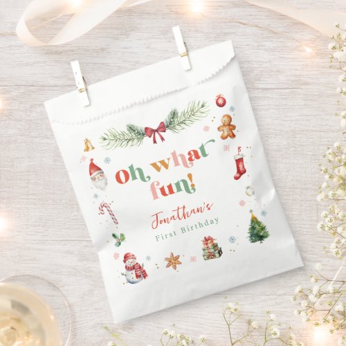 Colorful Oh What Fun 1st Christmas Cute Birthday Favor Bag