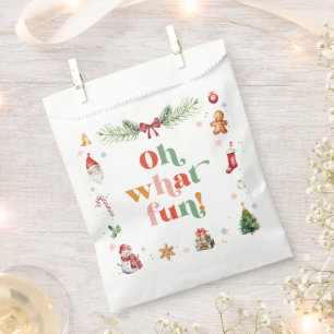 Colorful Oh What Fun Cute Christmas Holiday Party Favor Bag