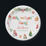 Colorful Oh What Fun First Christmas Birthday Paper Plates<br><div class="desc">Colorful oh what fun first Christmas birthday party paper plate.</div>