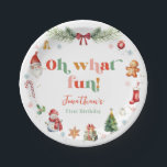 Colorful Oh What Fun First Christmas Birthday Paper Plates<br><div class="desc">Colorful oh what fun first Christmas birthday party paper plate.</div>