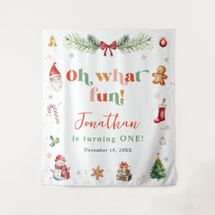 Colorful Oh What Fun First Christmas Birthday Tapestry