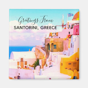 Colorful Oia Santorini Houses, Greece Photography Magnet