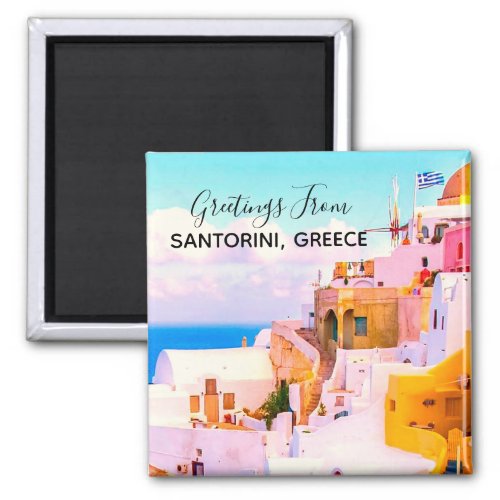 Colorful Oia Santorini Houses Greece Photography  Magnet