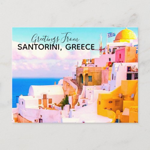 Colorful Oia Santorini Houses Greece Photography  Postcard