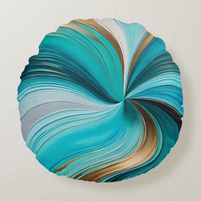 Colorful Oil Paint Art Round Throw Pillow (Front)