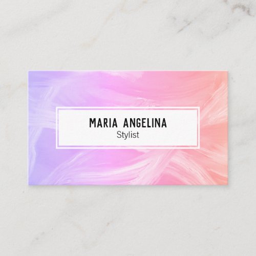 Colorful oil painting abstract pink yellow sunset business card