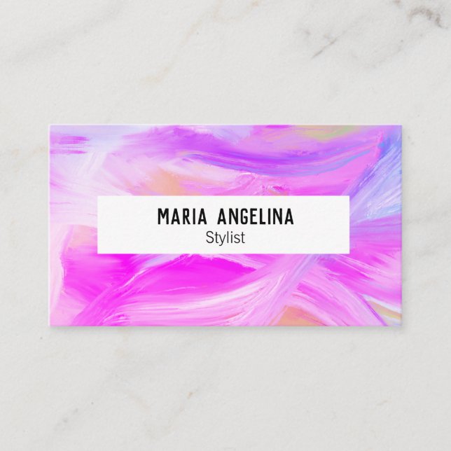 Colorful oil painting abstract purple business card (Front)