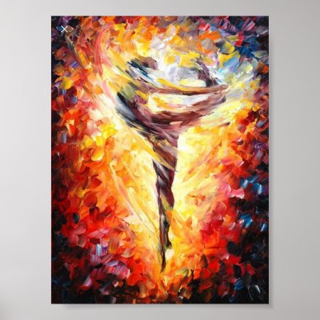 Colorful Oil Painting Of Ballerina Poster