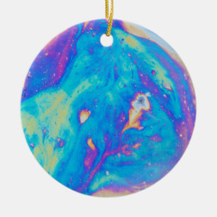 Colorful oil patterns, Canada Ceramic Ornament