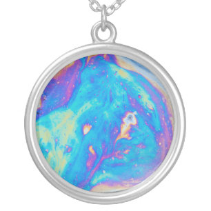 Colorful oil patterns, Canada Silver Plated Necklace