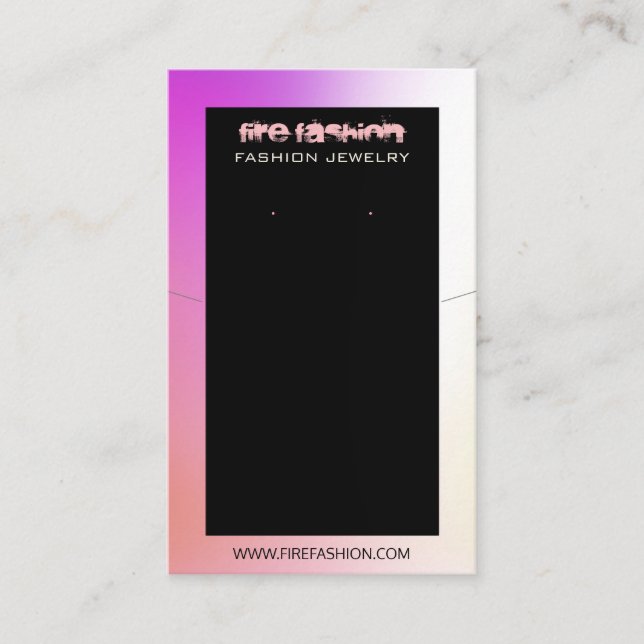 Colorful Oil Slick Necklace And Earring Display Business Card (Front)