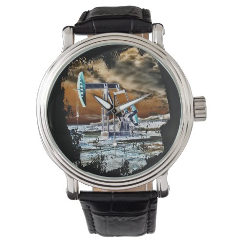 Colorful Oil Well Pumping Pumpjack Unit Watch