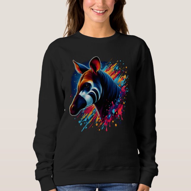 Colorful Okapi Splash Paint Artwork Sweatshirt (Front)