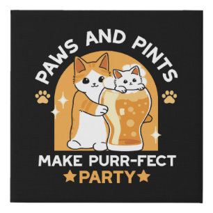 Colorful Oktoberfest Cat Party - Paws and Pints Faux Canvas Print