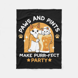 Colorful Oktoberfest Cat Party - Paws and Pints Fleece Blanket