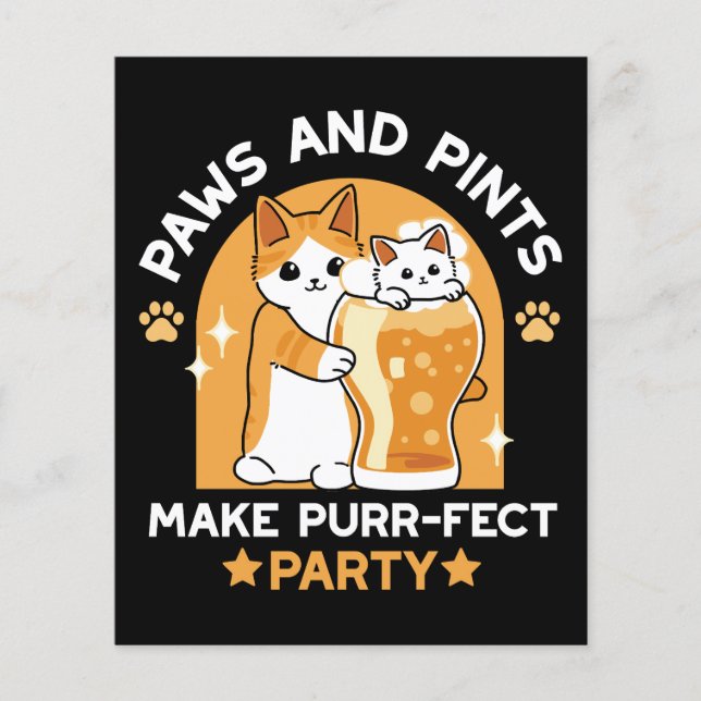 Colorful Oktoberfest Cat Party - Paws and Pints Flyer (Front)