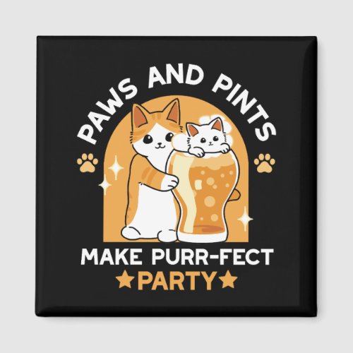 Colorful Oktoberfest Cat Party _ Paws and Pints Magnet