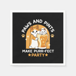 Colorful Oktoberfest Cat Party - Paws and Pints Napkins