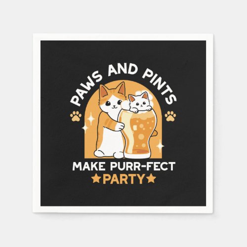 Colorful Oktoberfest Cat Party _ Paws and Pints Napkins