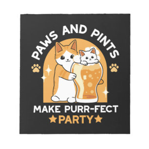 Colorful Oktoberfest Cat Party - Paws and Pints Notepad