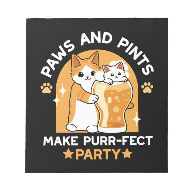 Colorful Oktoberfest Cat Party - Paws and Pints Notepad (Front)