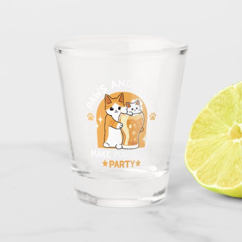 Colorful Oktoberfest Cat Party _ Paws and Pints Shot Glass