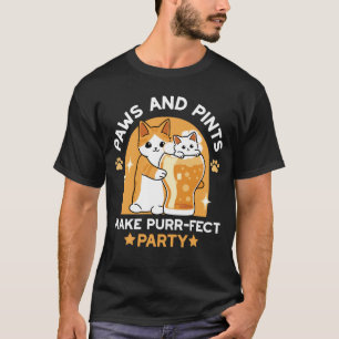 Colorful Oktoberfest Cat Party - Paws and Pints T-Shirt