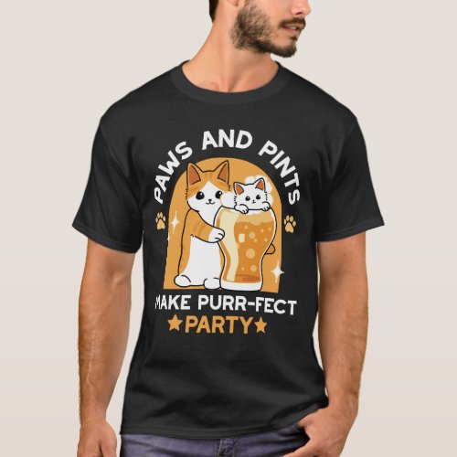 Colorful Oktoberfest Cat Party _ Paws and Pints T_Shirt