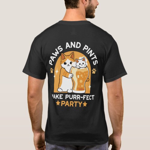 Colorful Oktoberfest Cat Party _ Paws and Pints T_Shirt