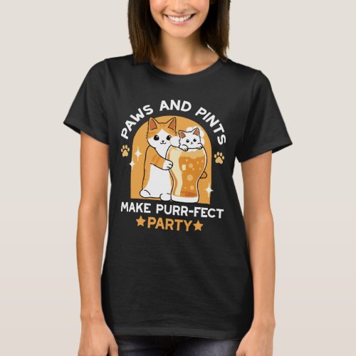 Colorful Oktoberfest Cat Party _ Paws and Pints T_Shirt