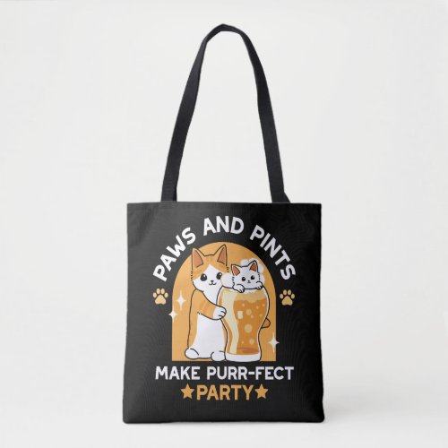 Colorful Oktoberfest Cat Party _ Paws and Pints Tote Bag