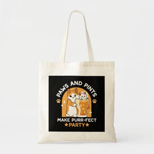 Colorful Oktoberfest Cat Party _ Paws and Pints Tote Bag