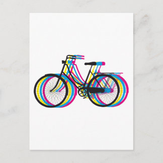 Colorful old bicycle silhouette, t-shirt design postcard