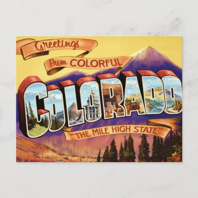 Colorful Old Colorado Greeting Postcard (Front)