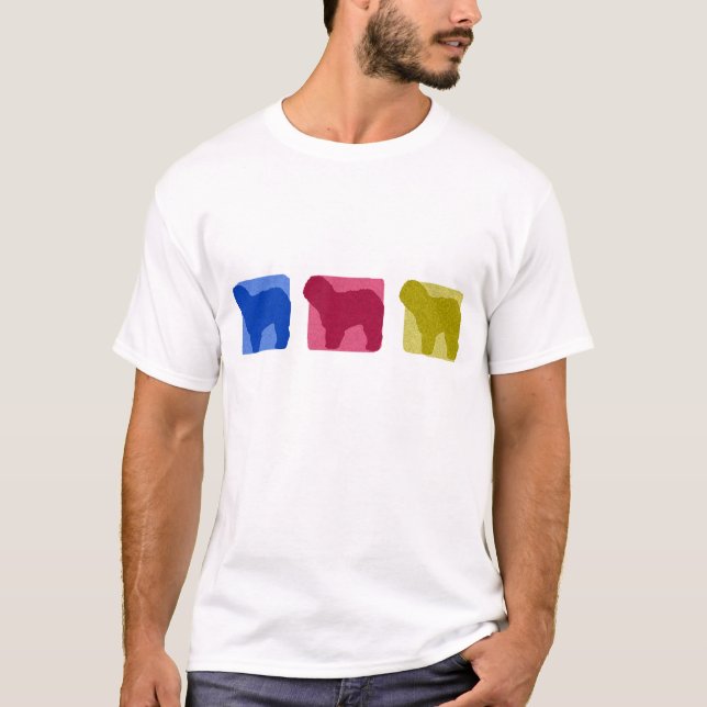 Colorful Old English Sheepdog Silhouettes TShirt (Front)