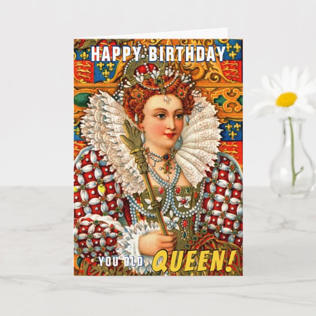 Colorful Old Queen Gay Happy Birthday Card (Small Plant)