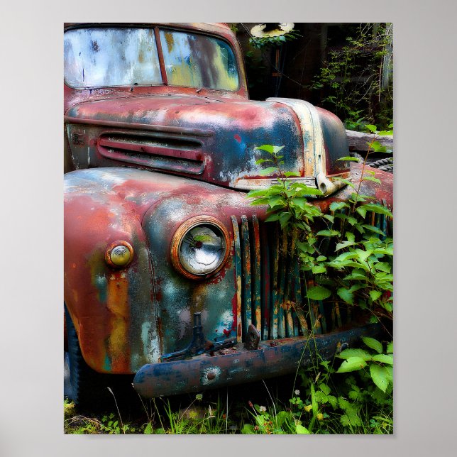 Colorful Old Rusty Truck Poster (Front)