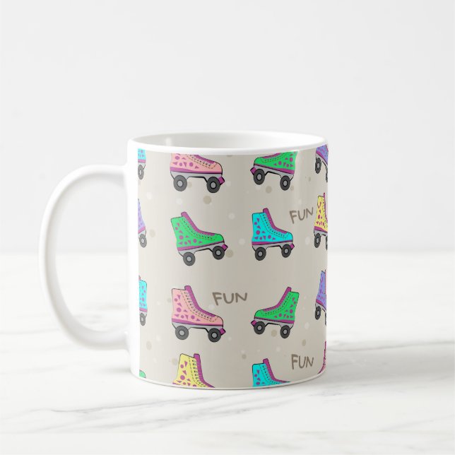 Colorful Old Skate Rollers Pattern  Coffee Mug (Left)