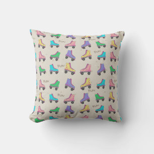 Colorful Old Skate Rollers Pattern Throw Pillow