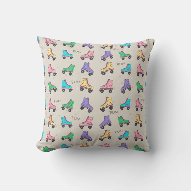 Colorful Old Skate Rollers Pattern Throw Pillow (Front)